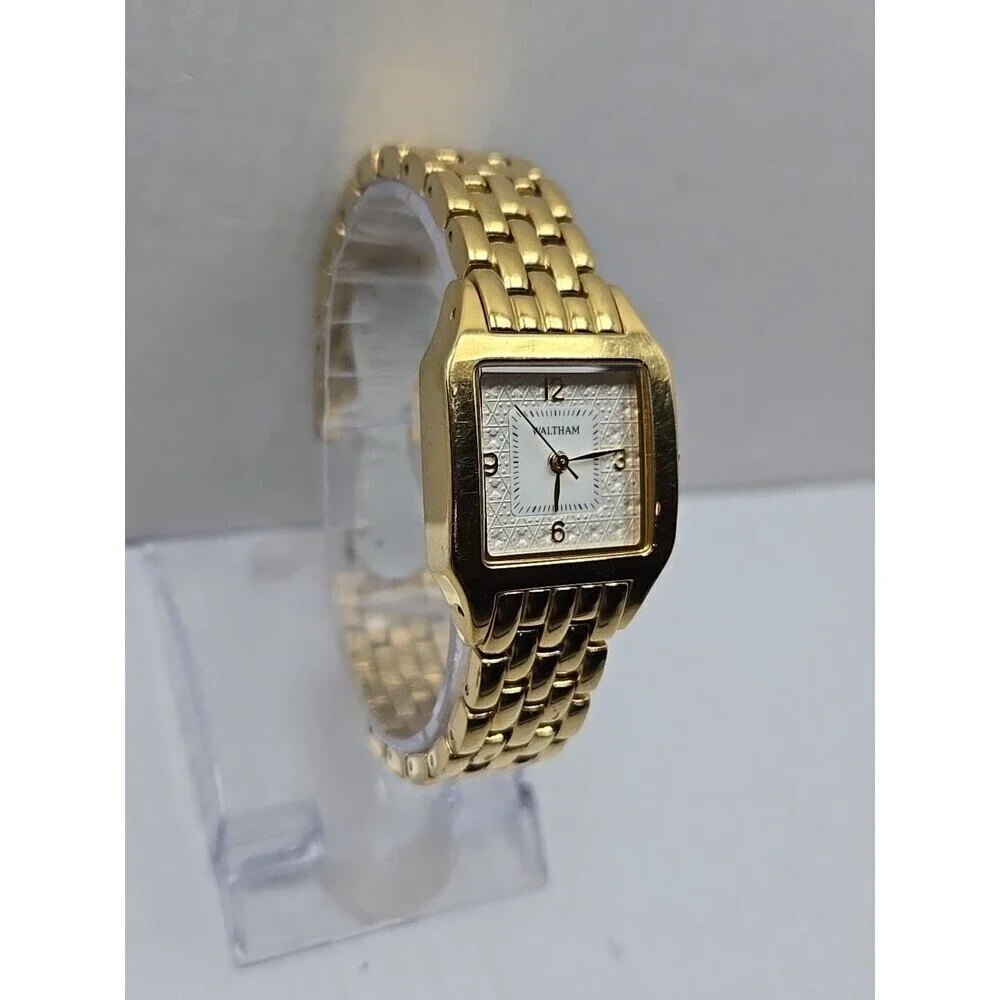 Waltham WAW045 Gold Tone Square Quartz Womens Watch New Battery Size Small
